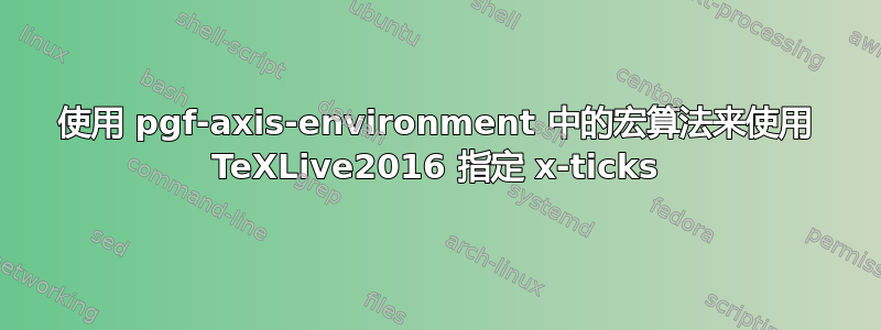 使用 pgf-axis-environment 中的宏算法来使用 TeXLive2016 指定 x-ticks