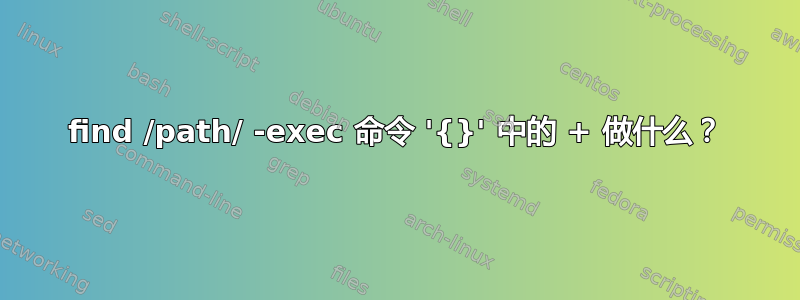 find /path/ -exec 命令 '{}' 中的 + 做什么？