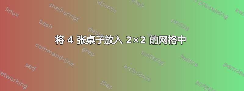 将 4 张桌子放入 2×2 的网格中