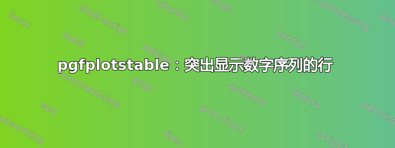 pgfplotstable：突出显示数字序列的行