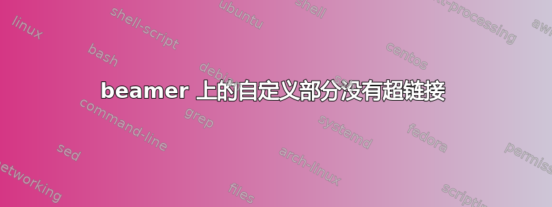 beamer 上的自定义部分没有超链接