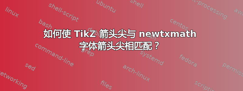 如何使 TikZ 箭头尖与 newtxmath 字体箭头尖相匹配？