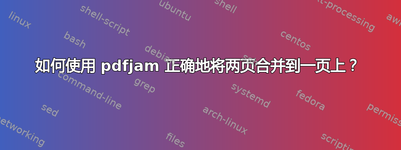 如何使用 pdfjam 正确地将两页合并到一页上？