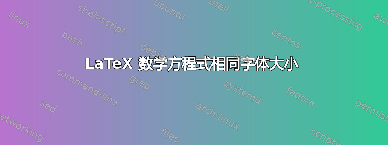 LaTeX 数学方程式相同字体大小