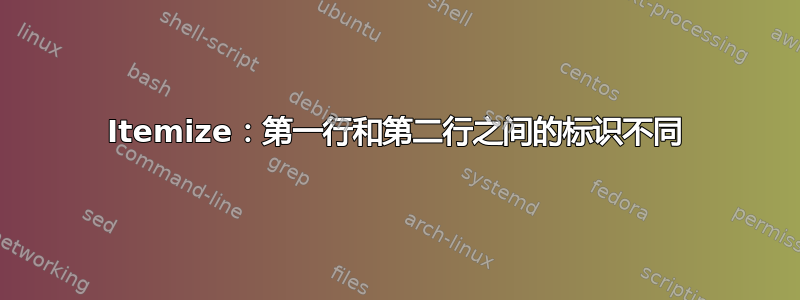 Itemize：第一行和第二行之间的标识不同