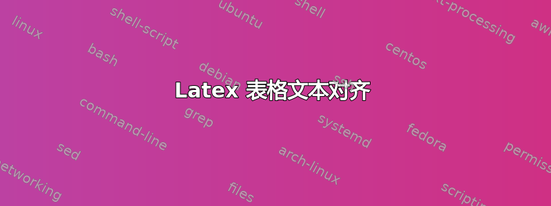 Latex 表格文本对齐