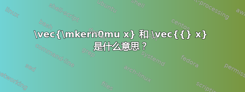 \vec{\mkern0mu x} 和 \vec{{} x} 是什么意思？