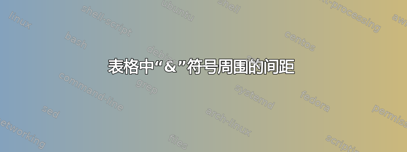 表格中“&”符号周围的间距