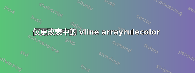 仅更改表中的 vline arrayrulecolor