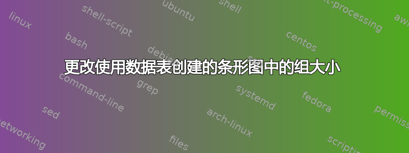 更改使用数据表创建的条形图中的组大小