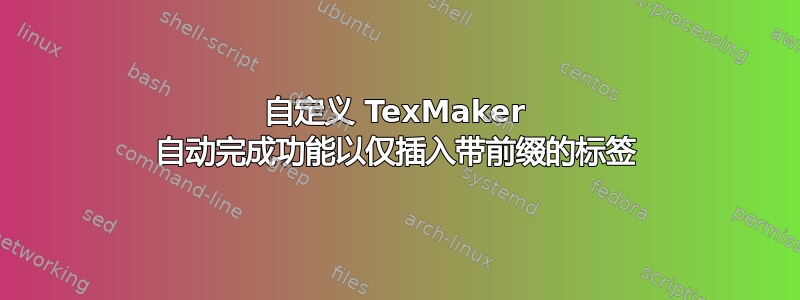 自定义 TexMaker 自动完成功能以仅插入带前缀的标签