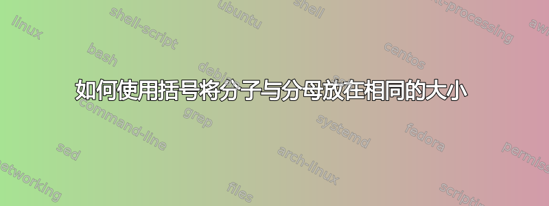 如何使用括号将分子与分母放在相同的大小