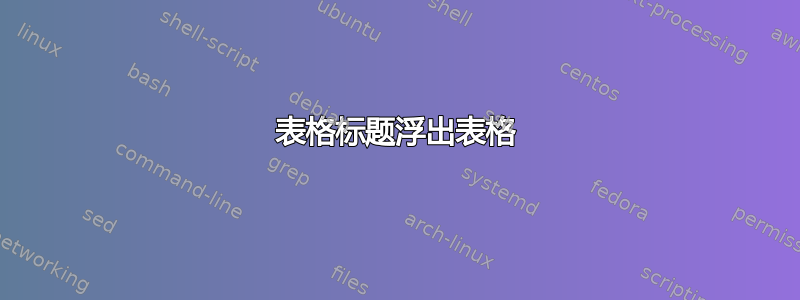 表格标题浮出表格