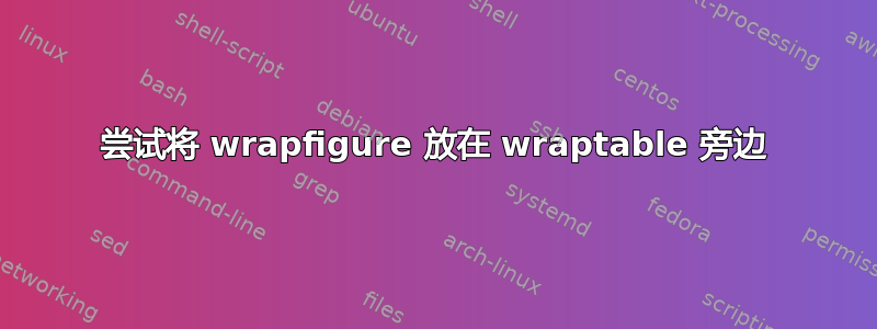 尝试将 wrapfigure 放在 wraptable 旁边