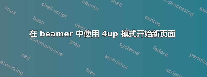 在 beamer 中使用 4up 模式开始新页面