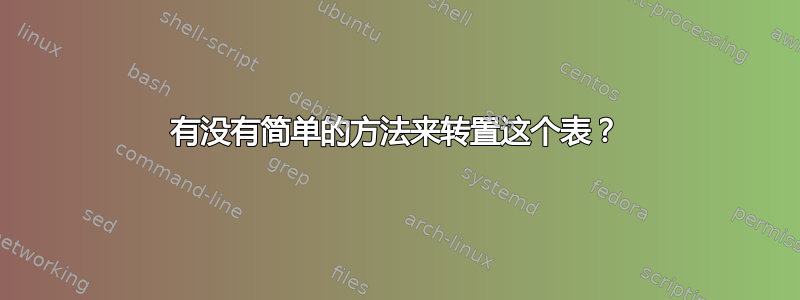 有没有简单的方法来转置这个表？