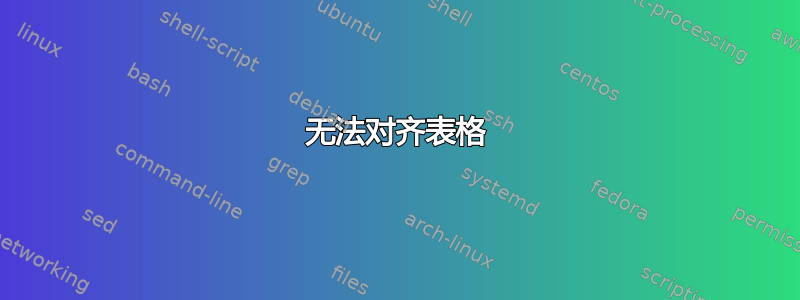 无法对齐表格