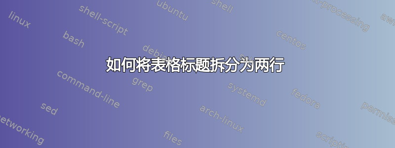 如何将表格标题拆分为两行