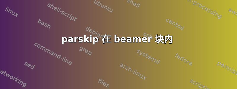 parskip 在 beamer 块内