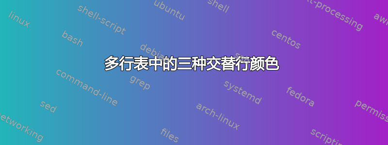 多行表中的三种交替行颜色