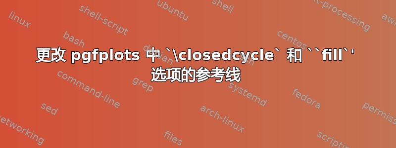 更改 pgfplots 中 `\closedcycle` 和 ``fill`' 选项的参考线