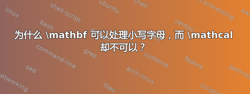 为什么 \mathbf 可以处理小写字母，而 \mathcal 却不可以？