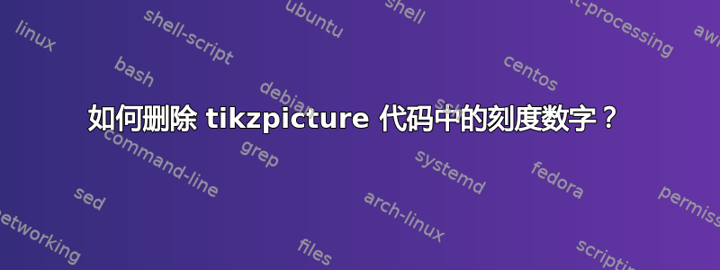 如何删除 tikzpicture 代码中的刻度数字？