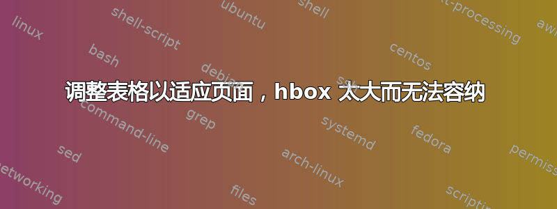 调整表格以适应页面，hbox 太大而无法容纳