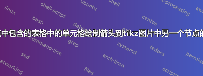 从节点中包含的表格中的单元格绘制箭头到tikz图片中另一个节点的锚点