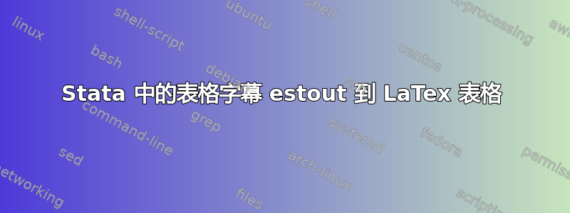 Stata 中的表格字幕 estout 到 LaTex 表格