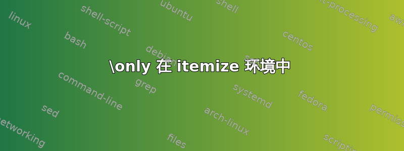 \only 在 itemize 环境中