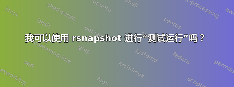 我可以使用 rsnapshot 进行“测试运行”吗？