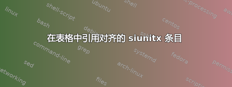 在表格中引用对齐的 siunitx 条目