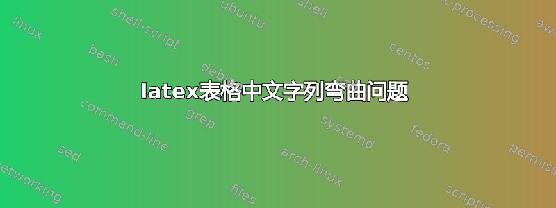 latex表格中文字列弯曲问题