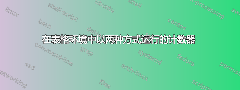 在表格环境中以两种方式运行的计数器