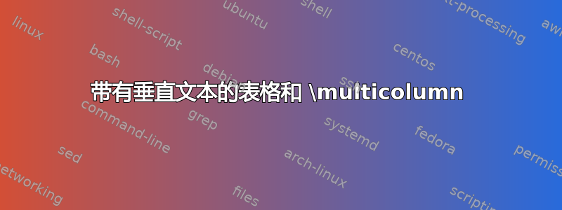 带有垂直文本的表格和 \multicolumn