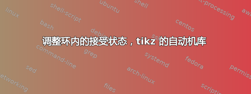 调整环内的接受状态，tikz 的自动机库