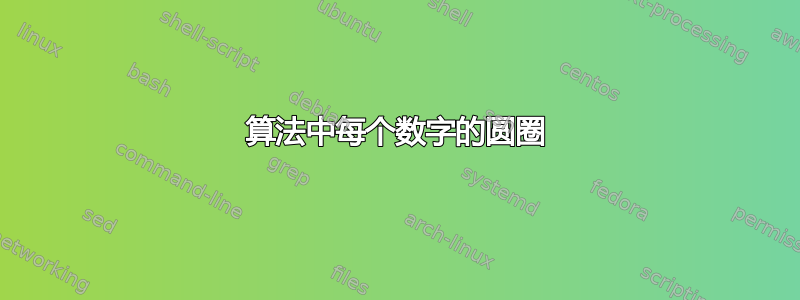 算法中每个数字的圆圈