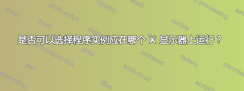 是否可以选择程序实例应在哪个 X 显示器上运行？