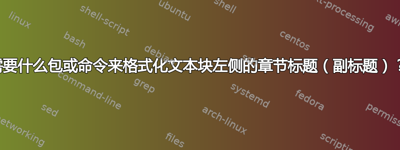 需要什么包或命令来格式化文本块左侧的章节标题（副标题）？