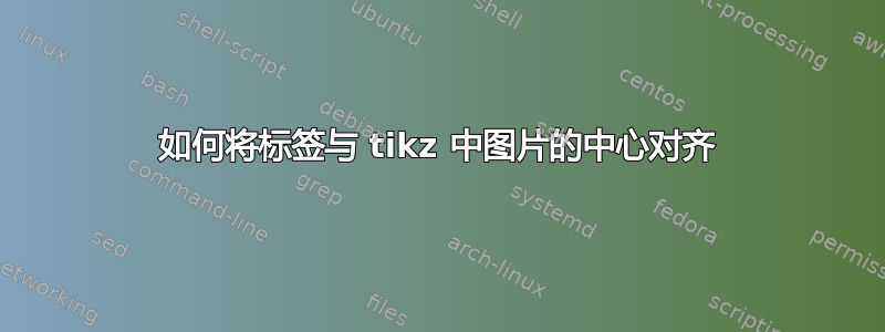 如何将标签与 tikz 中图片的中心对齐