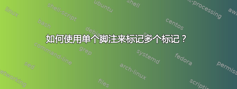 如何使用单个脚注来标记多个标记？