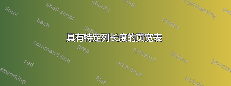 具有特定列长度的页宽表