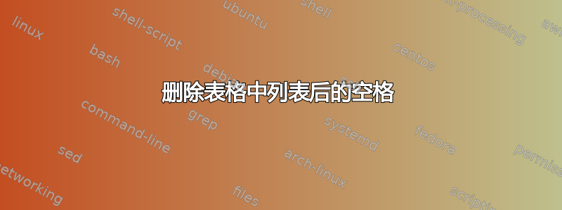 删除表格中列表后的空格