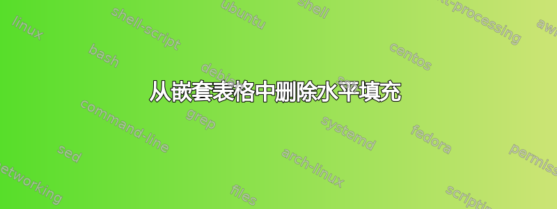 从嵌套表格中删除水平填充