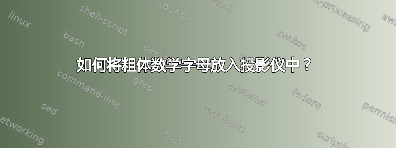 如何将粗体数学字母放入投影仪中？