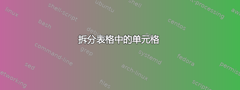 拆分表格中的单元格