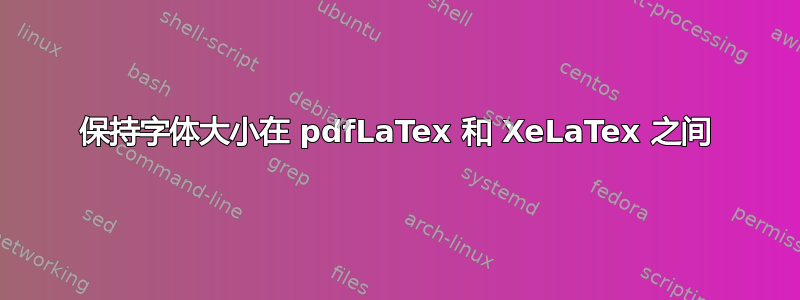 保持字体大小在 pdfLaTex 和 XeLaTex 之间