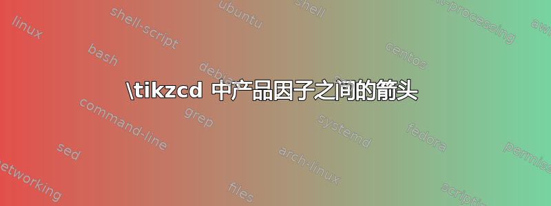 \tikzcd 中产品因子之间的箭头