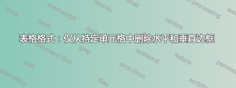 表格格式：仅从特定单元格中删除水平和垂直边框